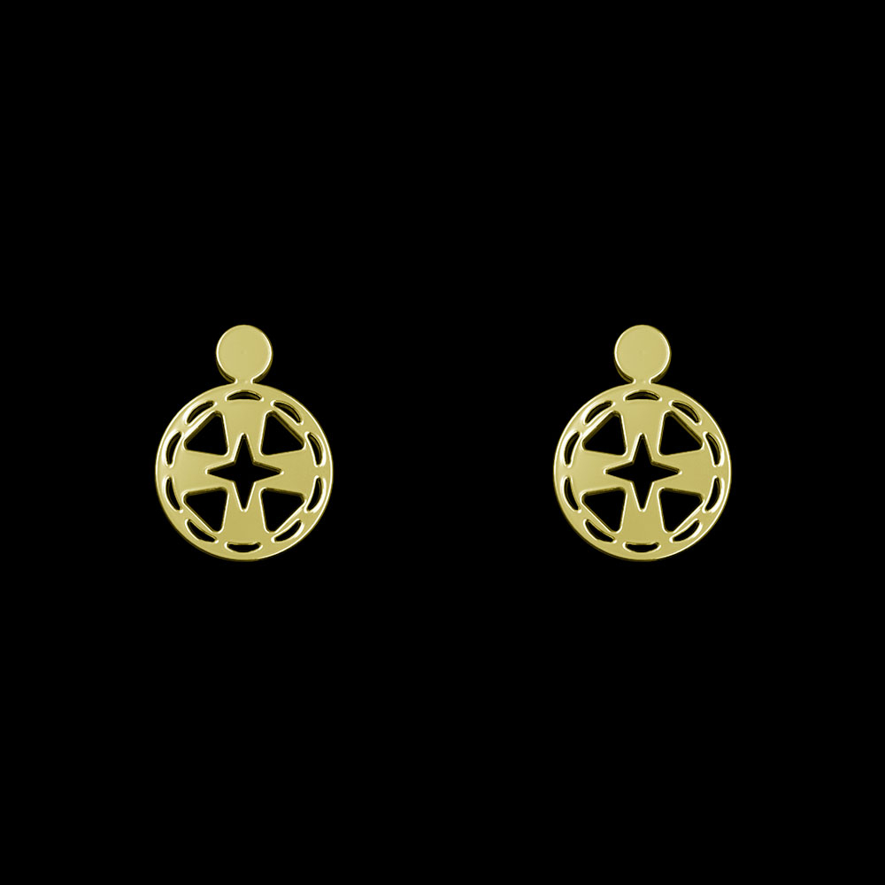 گوشواره طلا 18 عیار زنانه مدوپد مدل دایره طرح دار کد GA1-10507