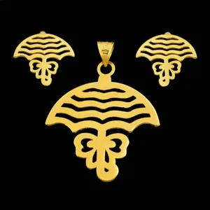 نیم ست طلا 18 عیار دخترانه طلای مستجابی مدل چتر کد 67122