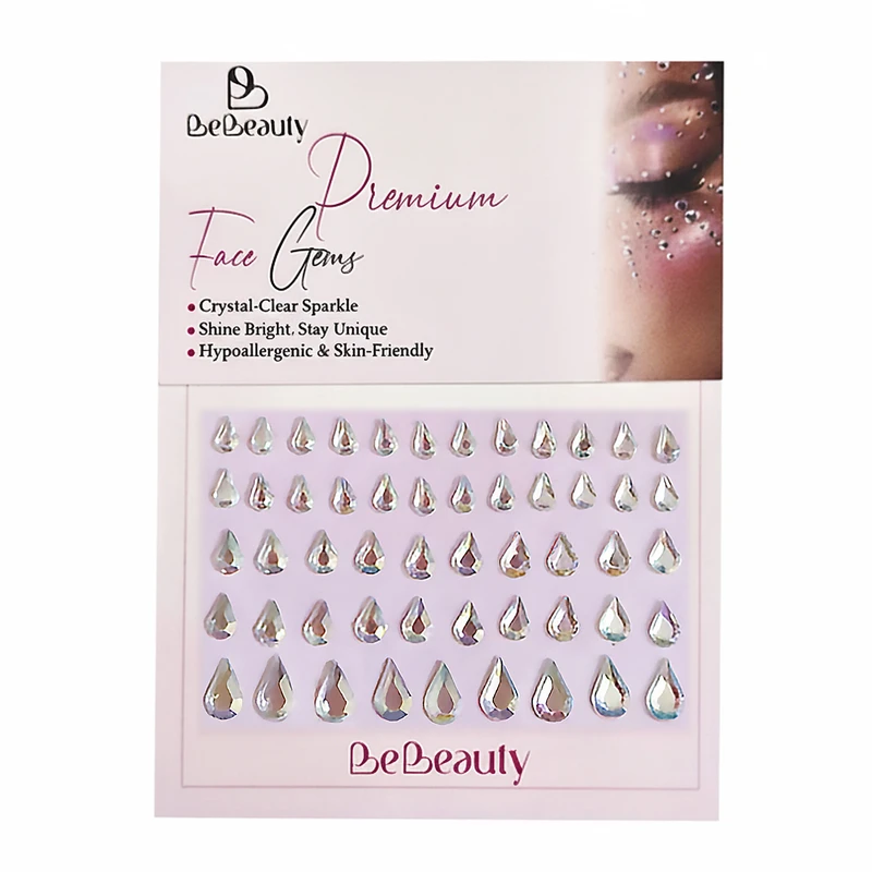 نگین صورت بی‌بیوتی مدل اشکی هولوگرافیک بسته 53 عددی