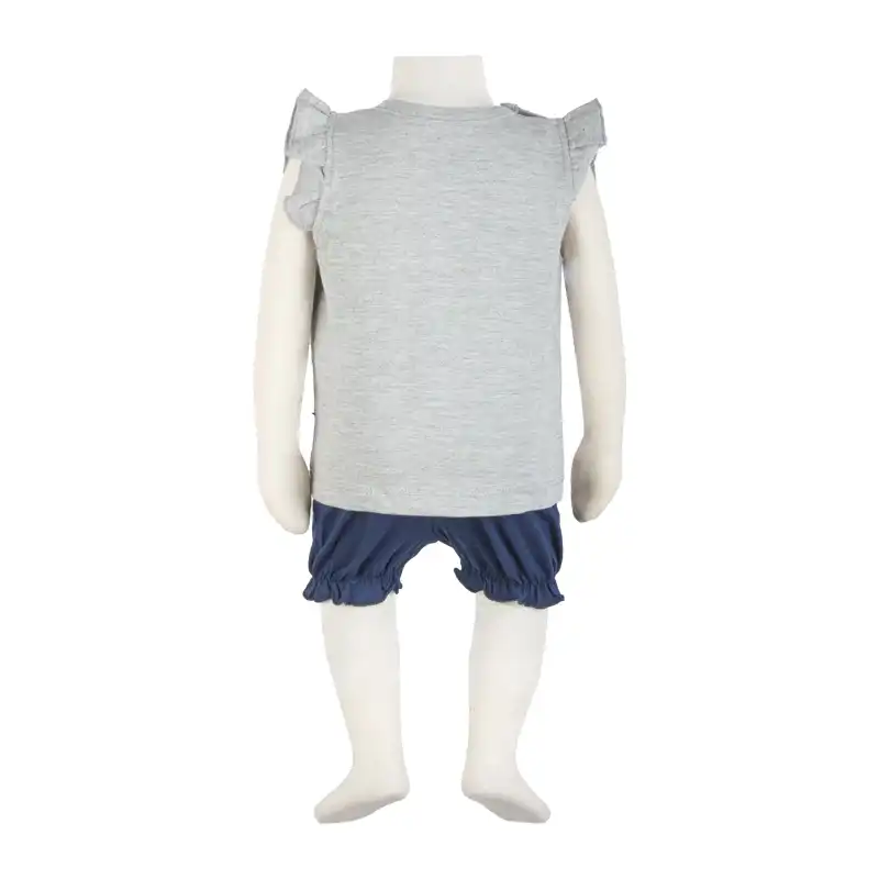 ست تاپ و شلوارک نوزادی آدمک مدل پروانه و گل کد 160003