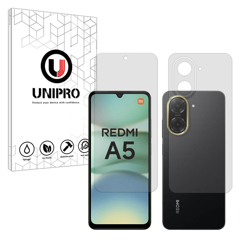 محافظ صفحه نمایش مات یونی پرو مدل Explosion Proof مناسب برای گوشی موبایل شیائومی Redmi A5 4G به همراه محافظ پشت گوشی