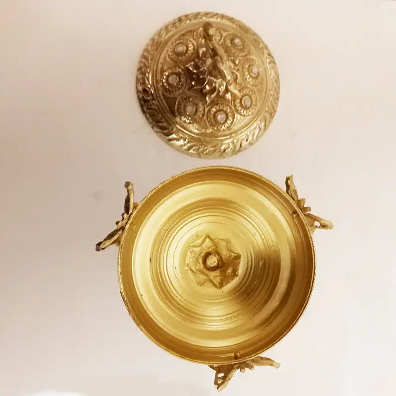 شکلات خوری و قندان برنزی مدل گل و بلبل بسته 2 عددی