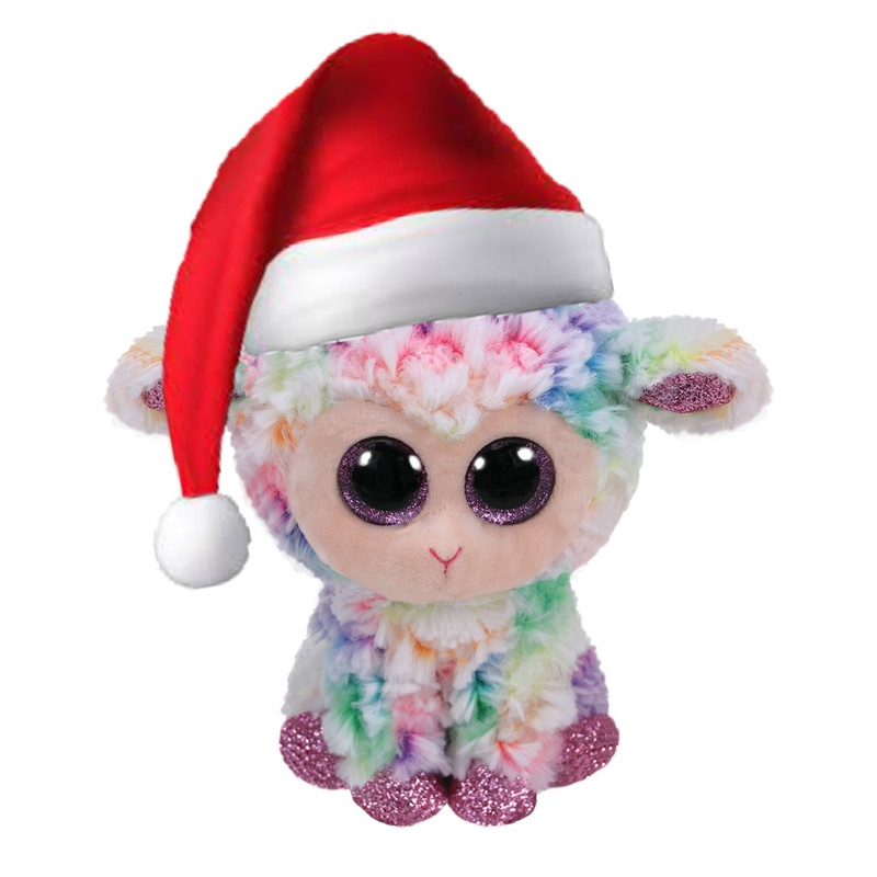 عروسک تی وای طرح بره مدل Santa Hat ارتفاع 16 سانتی‌متر