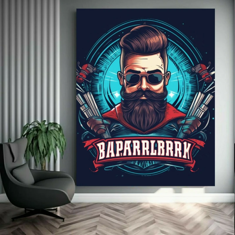 تابلو بوم طرح مخمل آرایشگاه مدل مردانه کد BK23848