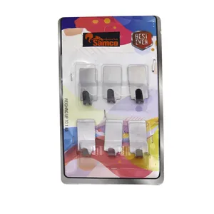 آویز حوله سامکو مدل چسبی کد YP-ESTIL-06 مجموعه 6 عددی