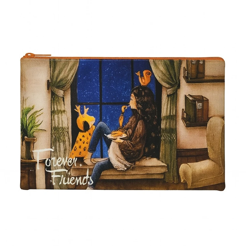 پوشه مدل زیپ دار طرح دختر جنگل سایز A5