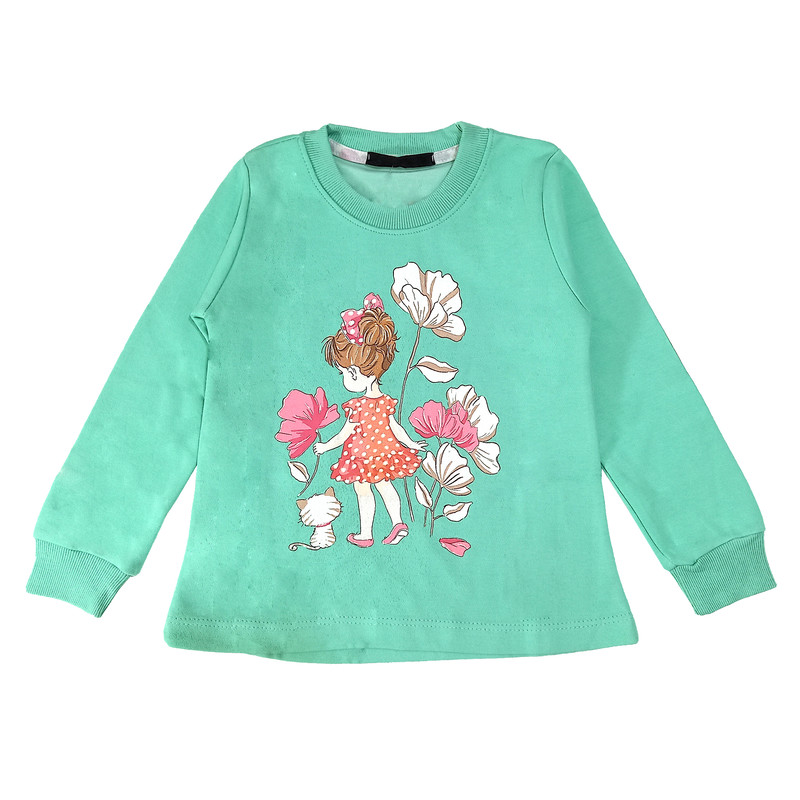 ست تی شرت و شلوار دخترانه مدل گل کد 3559 رنگ سبز