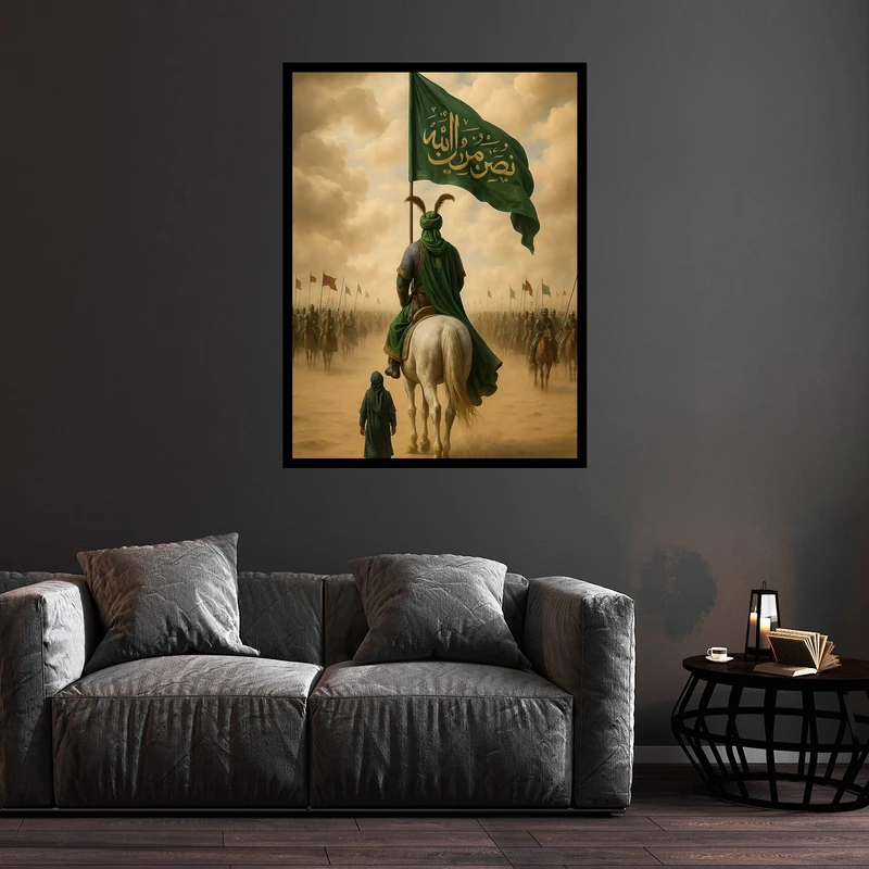 تابلو بکلیت طرح تصویر مذهبی کربلا و امام حسین و روز عاشورا مدل B-bu5631 فریم مشکی