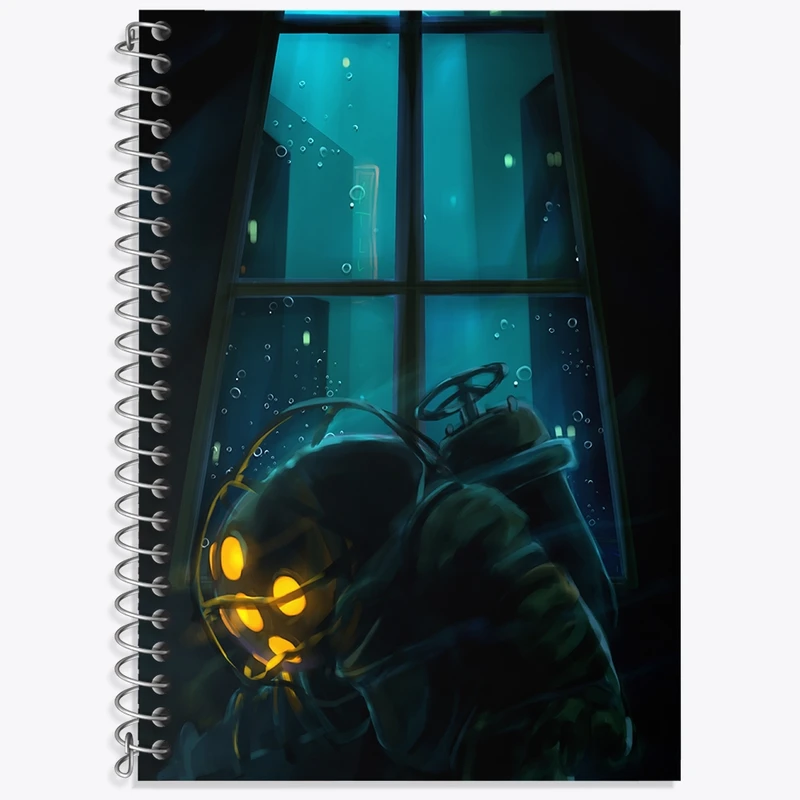 دفتر زبان 50 برگ خندالو مدل دو خط طرح بازی بایوشاک (Bioshock) کد 31370