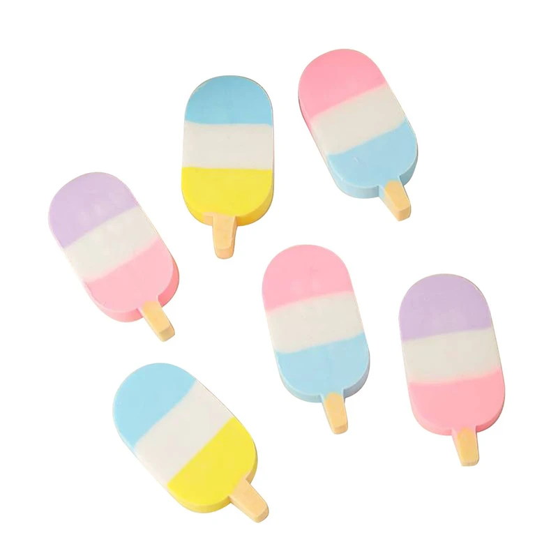 پاک کن مدل بستنی طرح چند رنگ بسته 6 عددی