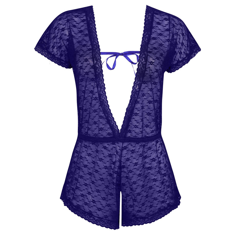 لباس خواب زنانه ماییلدا مدل گیپوری کد 4309-51004 رنگ آبی کاربنی