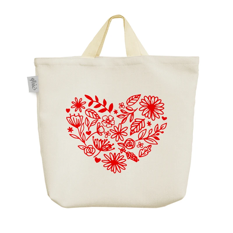 ساک خرید خندالو مدل قلب گلی قرمز کد 10348