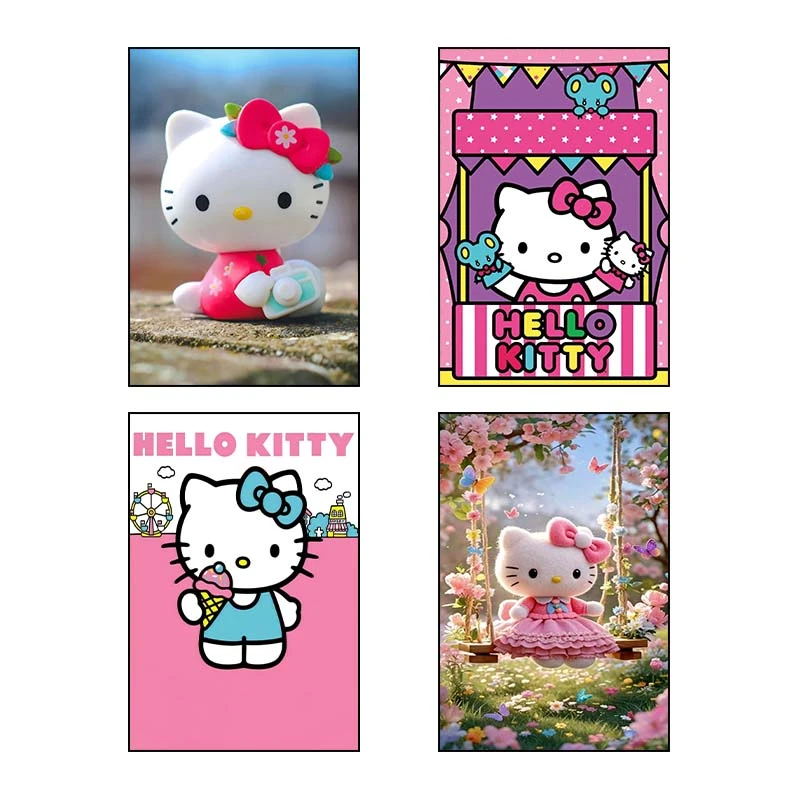تابلو شاسي کارنيکا طرح هلو کیتی hello kitty کد 84197 مجموعه 4 عددی