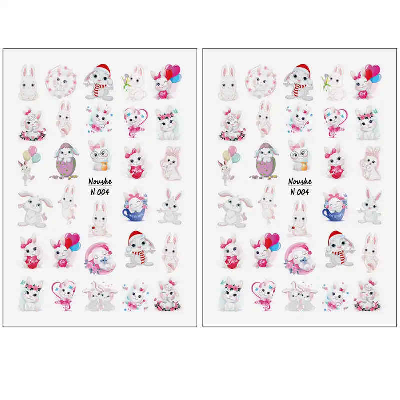 برچسب لنز ناخن مدل خرگوش کد N004 مجموعه 2 عددی