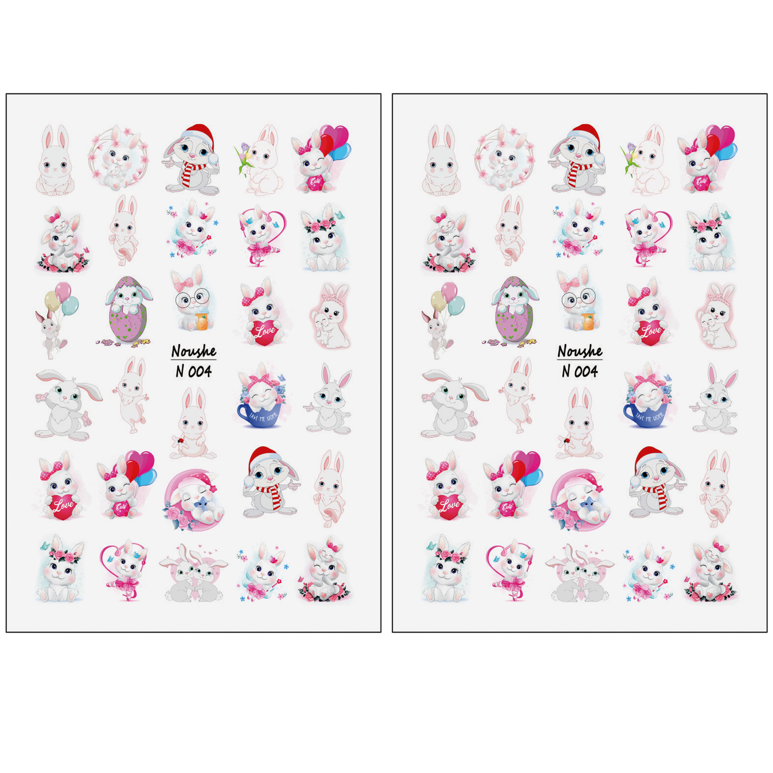 برچسب لنز ناخن مدل خرگوش کد N004 مجموعه 2 عددی