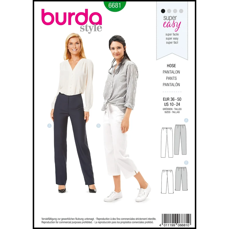 الگو خیاطی شلوار راسته زنانه بوردا استایل کد 6681 سایز 36 تا 50 متد مولر