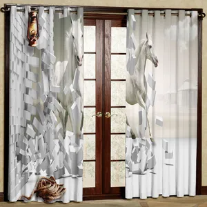 پرده مدل اسب هازان پانچی کد 2580 سایز 140x200 سانتی متر