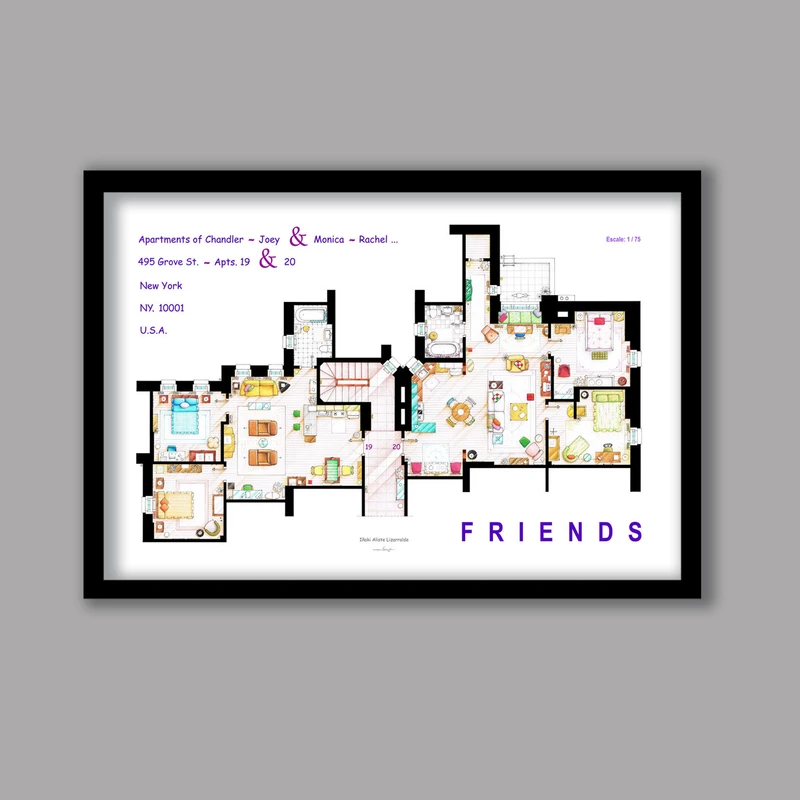 تابلو لیلیان طرح سریال فرندز کد LA-G10816-2 فریم مشکی