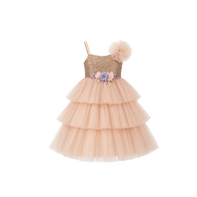 پیراهن بدون آستین یقه رومی دخترانه مدل  آیلار یقه رومی پولکی کد 2027