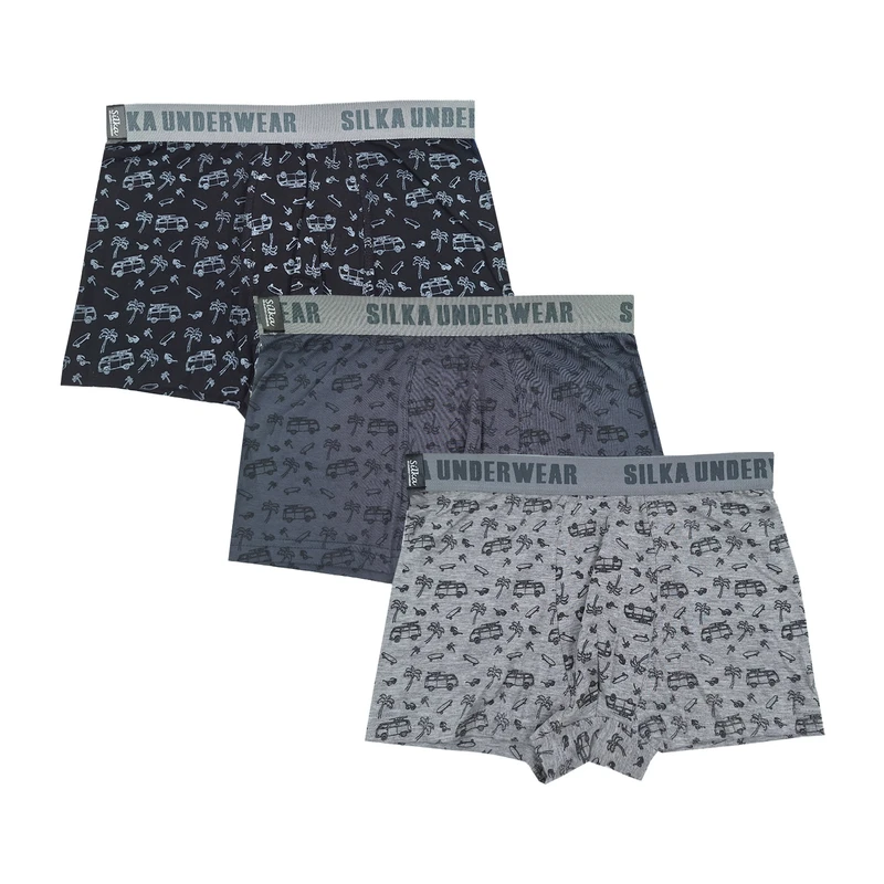 شورت نیم پا مردانه سیلکا طرح فولکس کد MNT-1988 مجموعه 3 عددی