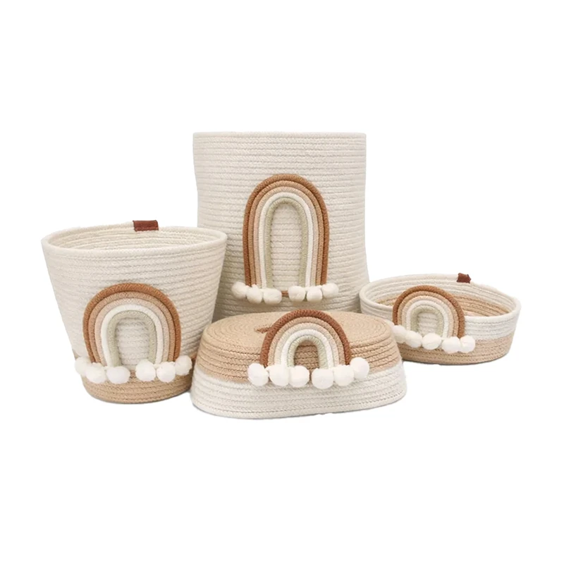 ست سبد وسایل کودک مدل قیطان دوزی رنگین کمان مجموعه 4 عددی