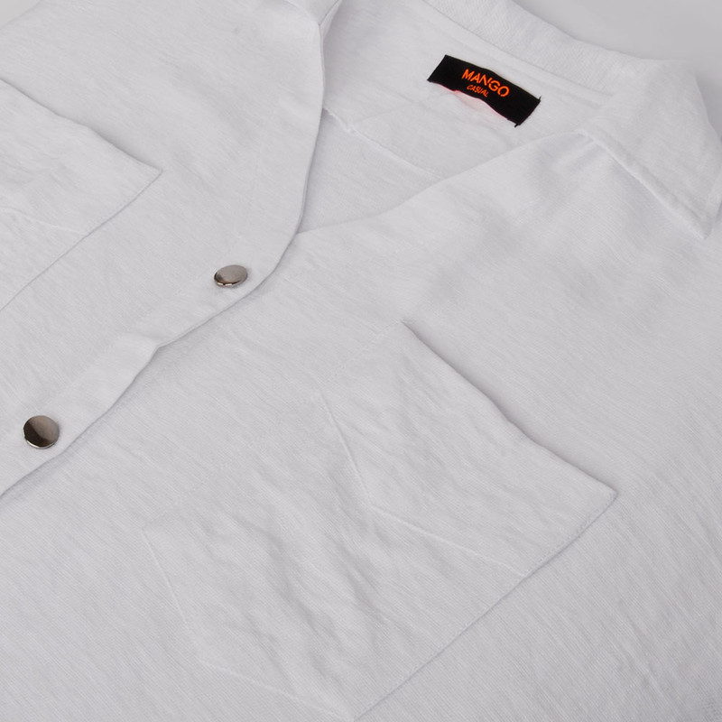 شومیز آستین بلند زنانه مدل جیب دار کد 256004501 رنگ سفید