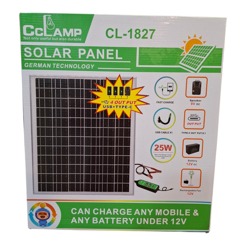 پنل خورشیدی 25 وات سی سی لامپ مدل CL-1827