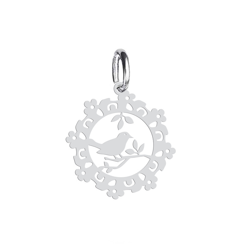 آویز گردنبند نقره هایکا طرح پرنده و شاخه مدل n.ha 394