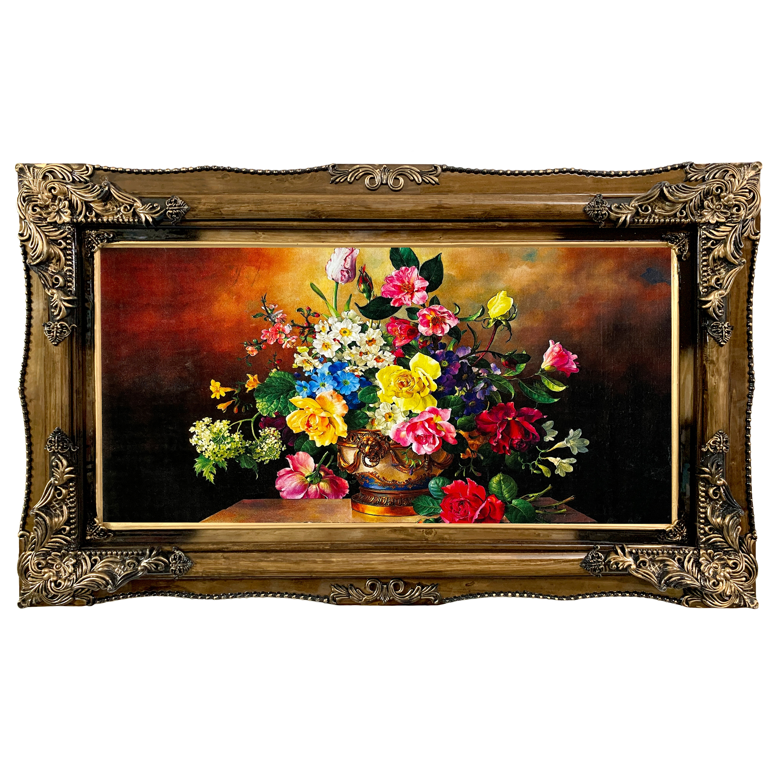 تابلو فرش ماشینی طرح دستبافت مدل سبد گل کد 7467