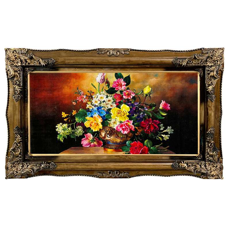 تابلو فرش ماشینی طرح دستبافت مدل سبد گل کد 7467