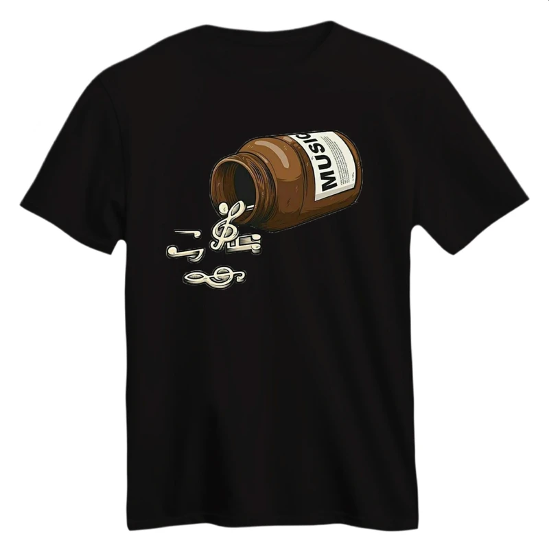 تی شرت آستین کوتاه زنانه مدل قرص موزیک