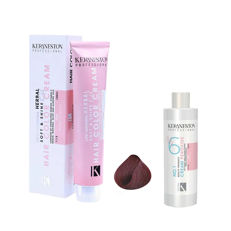 رنگ مو کرانستون مدل SILKY EFFECT شماره 6.96 حجم 120 میلی لیتر رنگ بلوند شرابی قرمز تیره به همراه کرم اکسیدان کرانستون کد 01 شش درصدی حجم 180 میلی لیتر