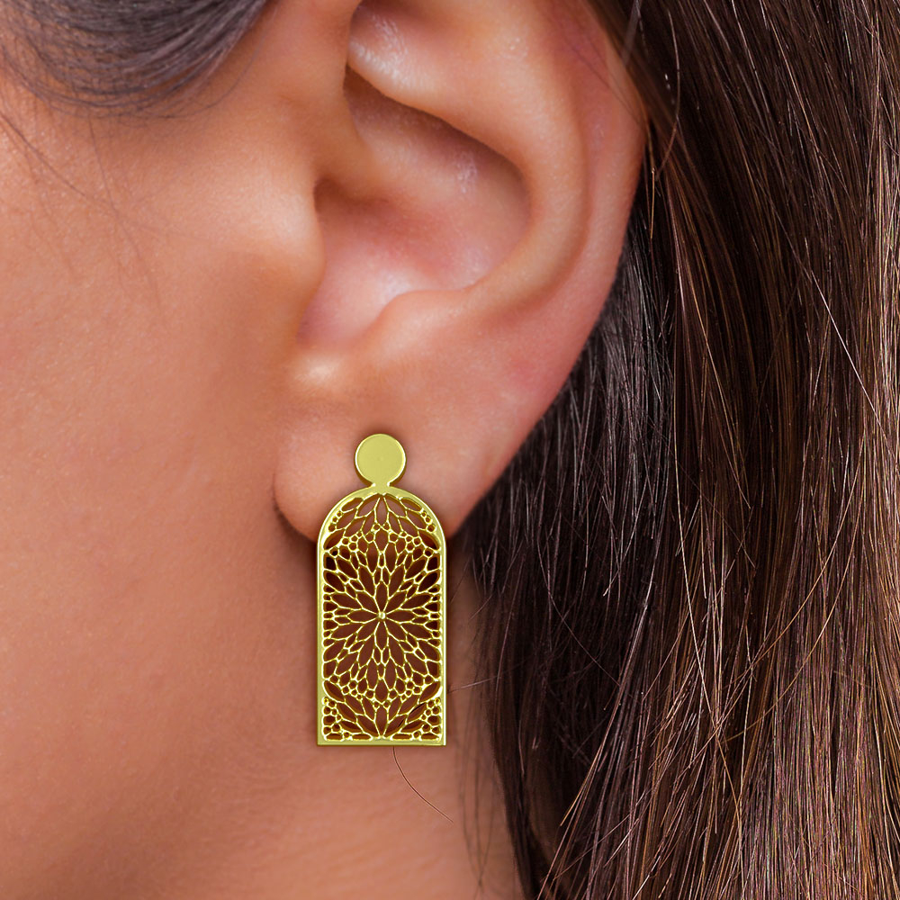 گوشواره طلا 18 عیار زنانه مدوپد مدل اسلیمی کد GA1-10448