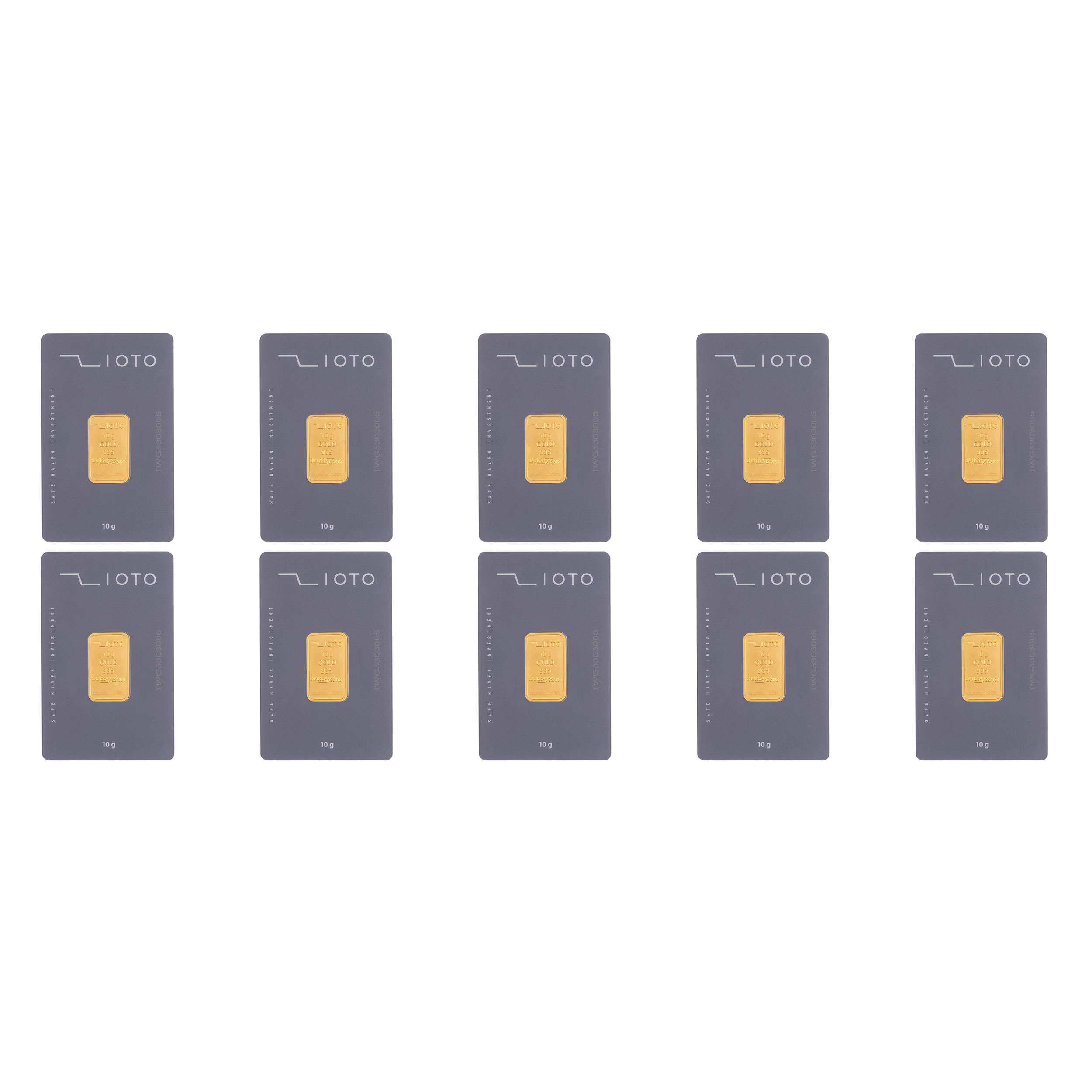 شمش طلا 24 عیار زیوتو مدل Au-p10 بسته 10 عددی