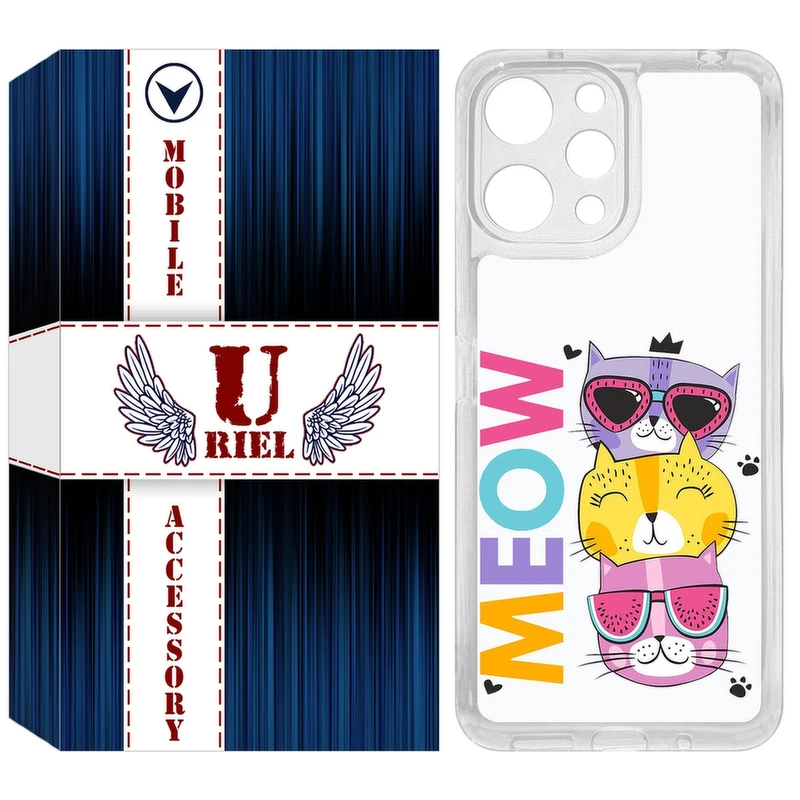 کاور یوریل مدل Clear کد 57 طرح گربه مناسب برای گوشی موبایل شیائومی Redmi 12 4G / 12 5G