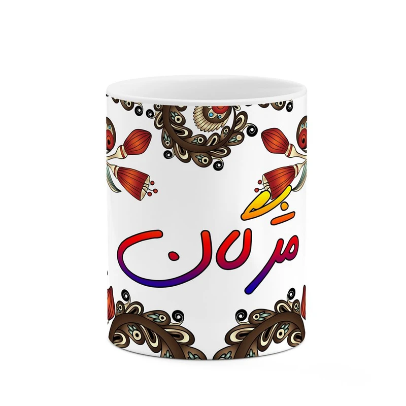 ماگ کاکتی مدل اسم مژگان طرح سنتی گل و بته کد mgh47559