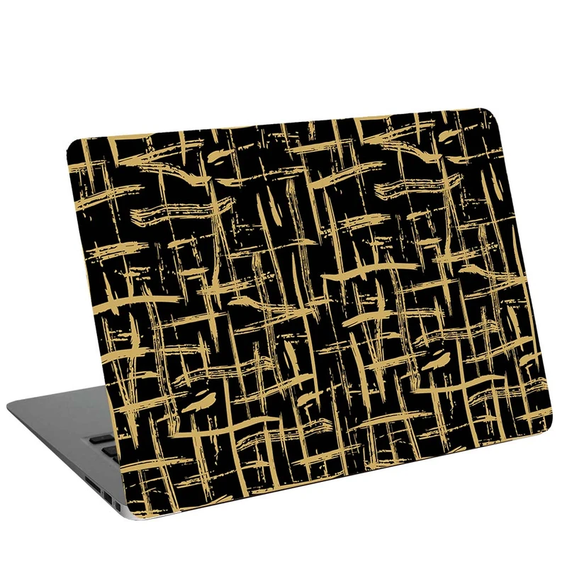 استیکر لپ تاپ طرح Gold-Black Line Pattern کد G-256 مناسب برای لپ تاپ 15.6 اینچ
