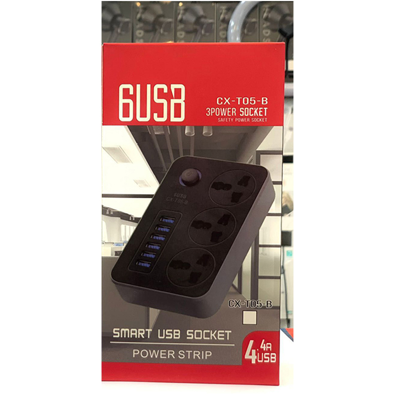 چندراهی برق و شارژر USB مدل CX-T05-W