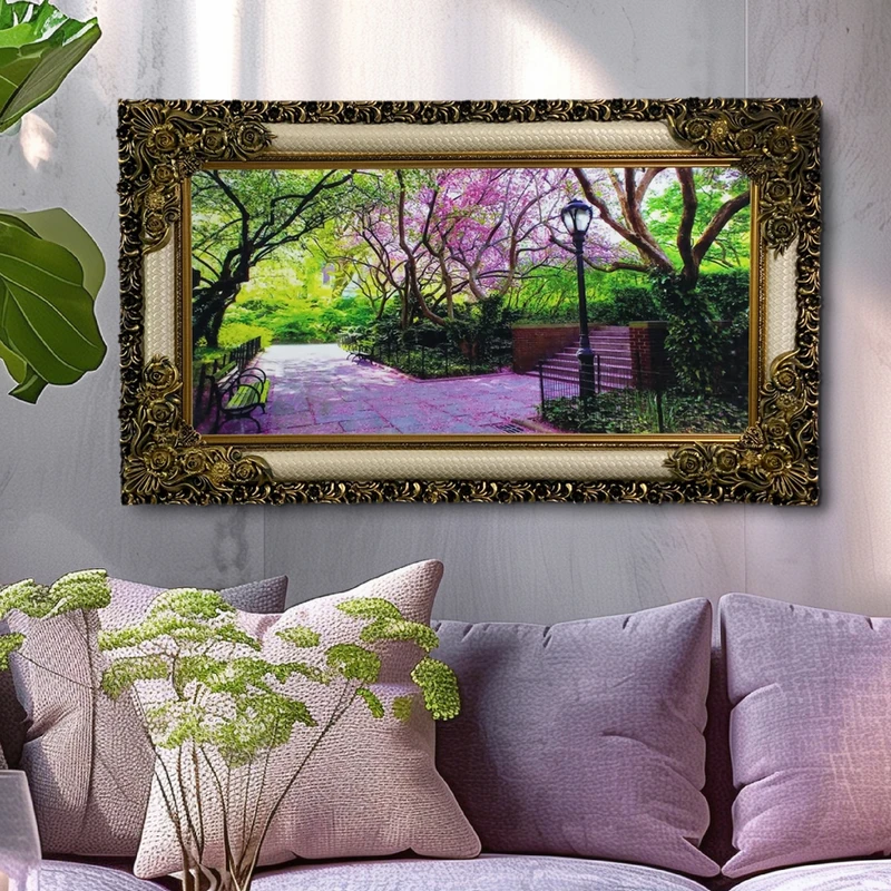 تابلو فرش ماشینی طرح دستبافت مدل پارک جنگلی کد 8698