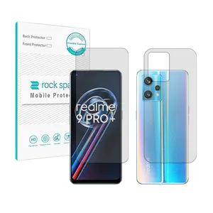 Rockspace HyGEL model transparent screen protector suitable for Realme 9 Pro Plus mobile phone along with the back of the phone