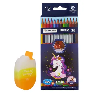 مداد رنگی 12 رنگ آسیا طرح کارتونی کد 3033 به همراه پاک کن