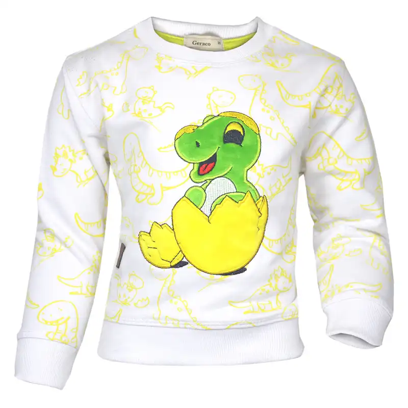 ست سویشرت و شلوار پسرانه مدل داینو رنگ زرد