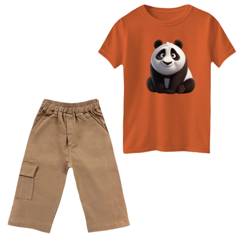 ست تی‌شرت و شلوارک پسرانه مدل پاندا بامزه
