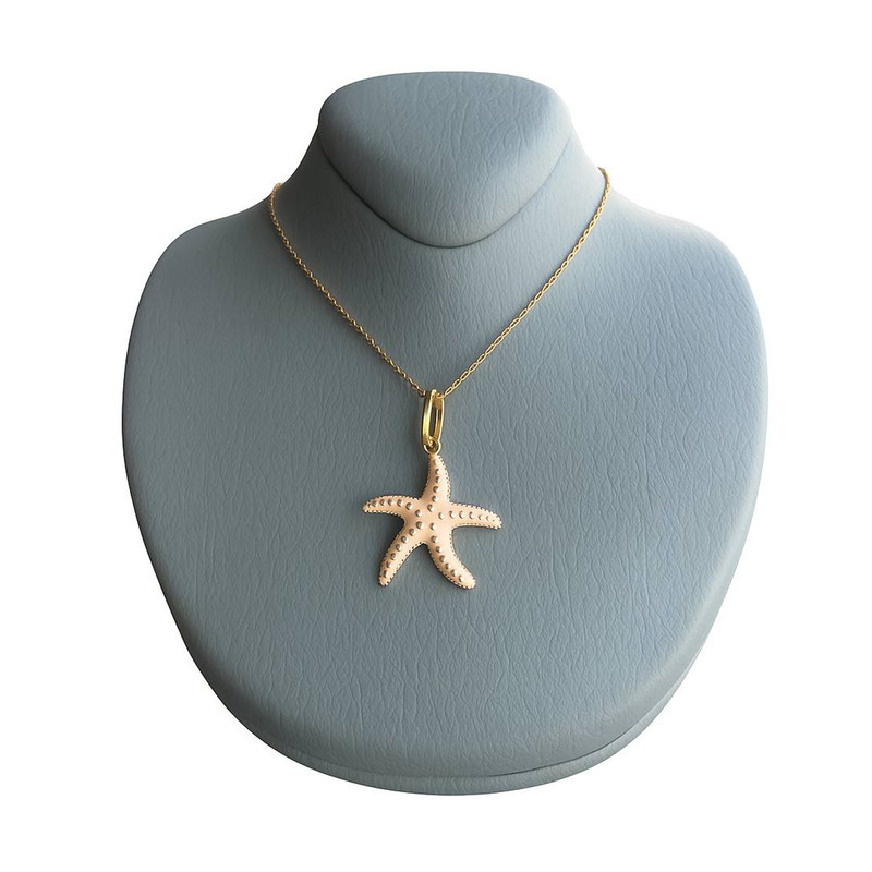 گردنبند طلا 18 عیار زنانه با زنجیر حلقهای (فلامینگو) گالری طلا رخساره مدل ستاره دریایی