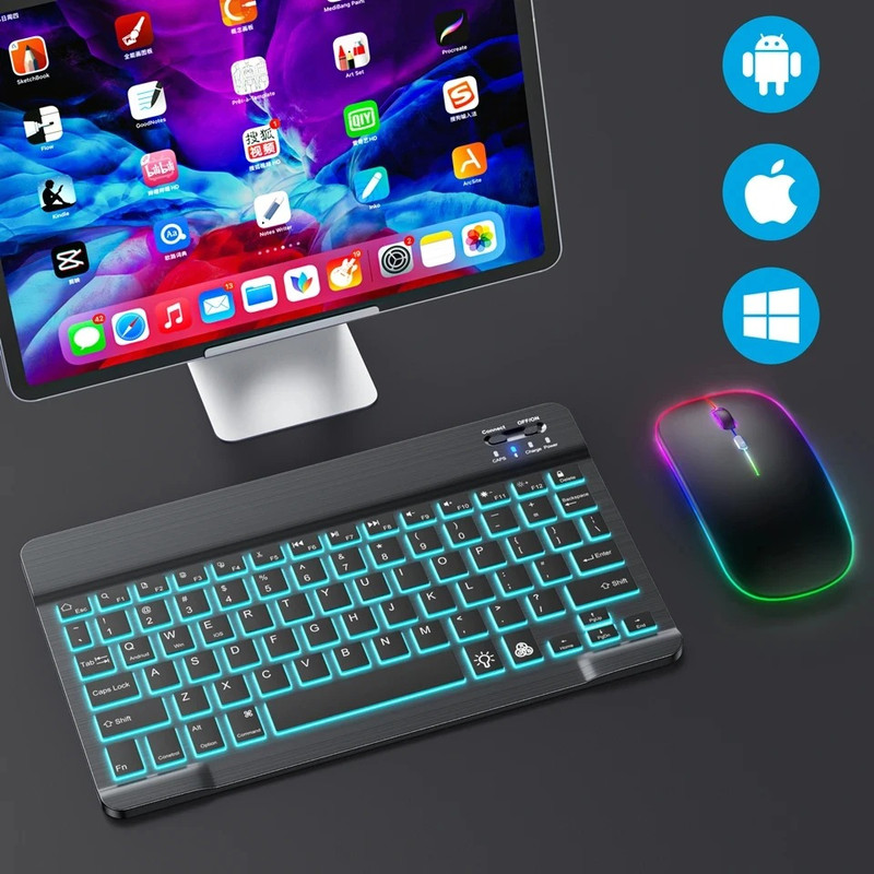 کیبورد و ماوس بلوتوثی مدل RGB 7 Colors