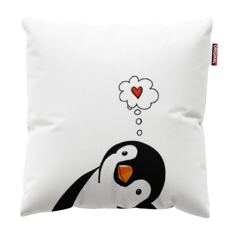 کوسن پاد آفرین مدل پنگوئن عاشق بامزه کد 401 سایز 30*30 سانتی متر