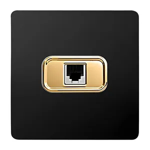 پریز شبکه صنایع آسیا الکتریک مدل کریستال Blk_Gld