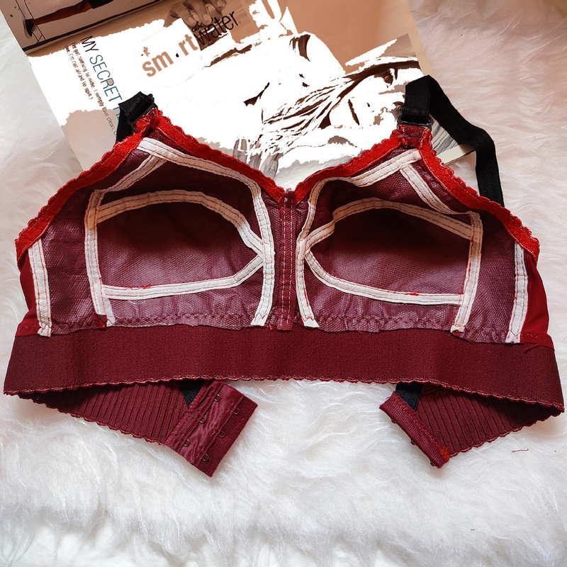 سوتین زنانه  مدل کش پهن پامچال رنگ زرشکی