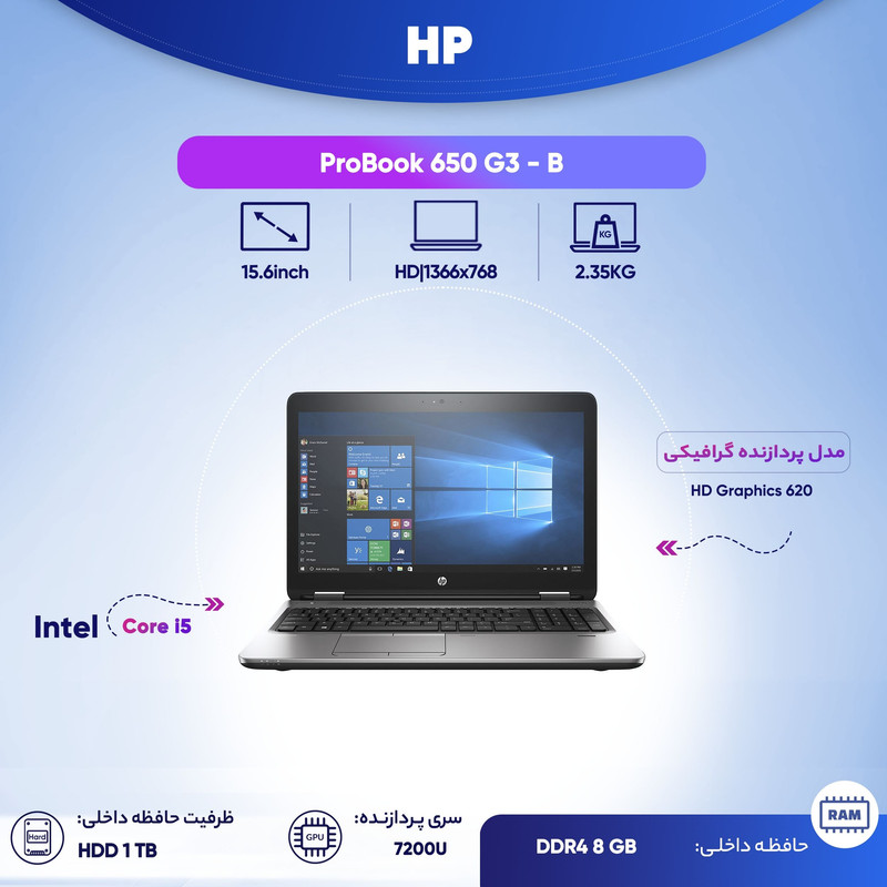 لپ تاپ 15 اینچی اچ پی مدل ProBook 650 G3 - B