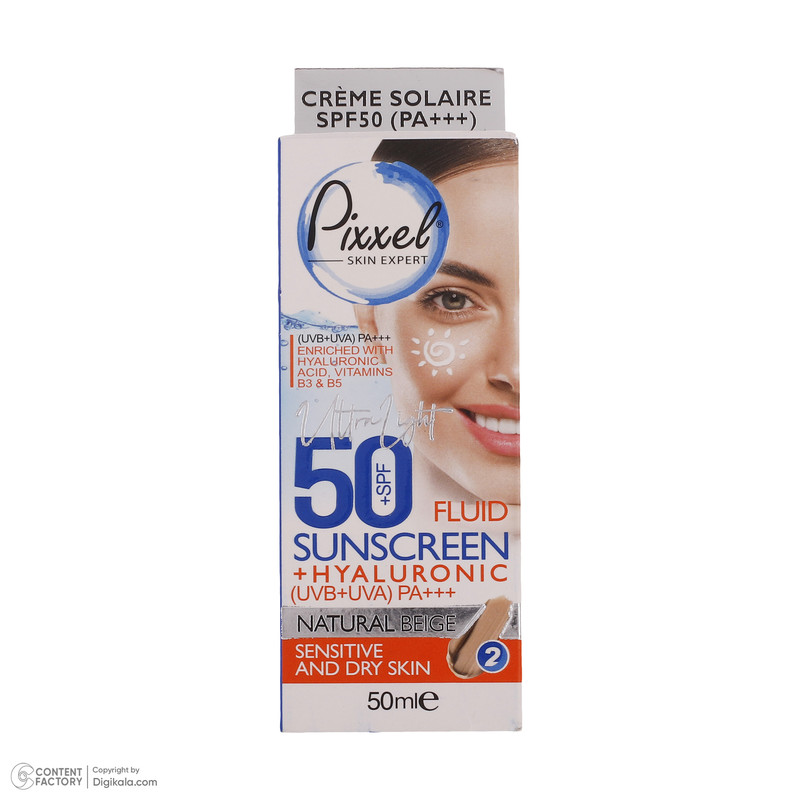 کرم ضد آفتاب رنگی پیکسل SFP50 مدل Natural BEIGE محافظ UVA ،UVB و +++PA، ضد پیری، مناسب پوست‌‌های حساس، خشک و معمولی حجم 50 میلی‌لیتر